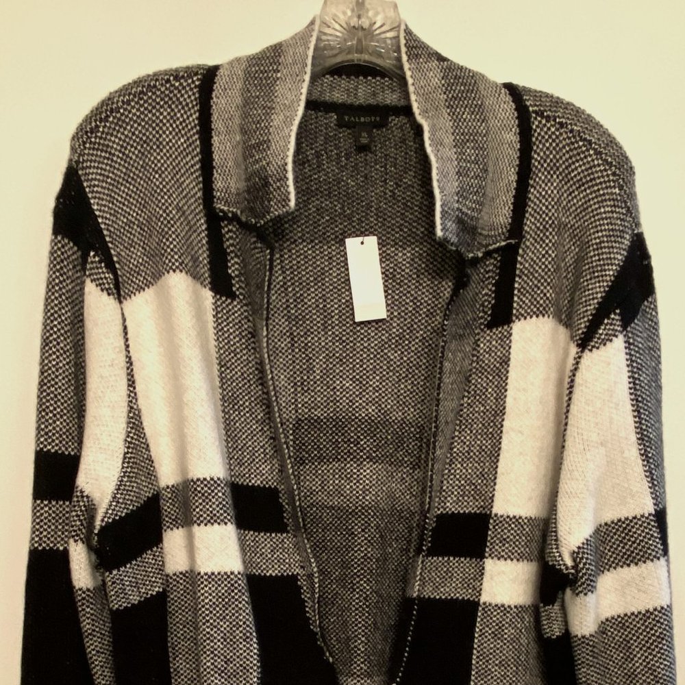 Black and Cream Cardigan Sweater